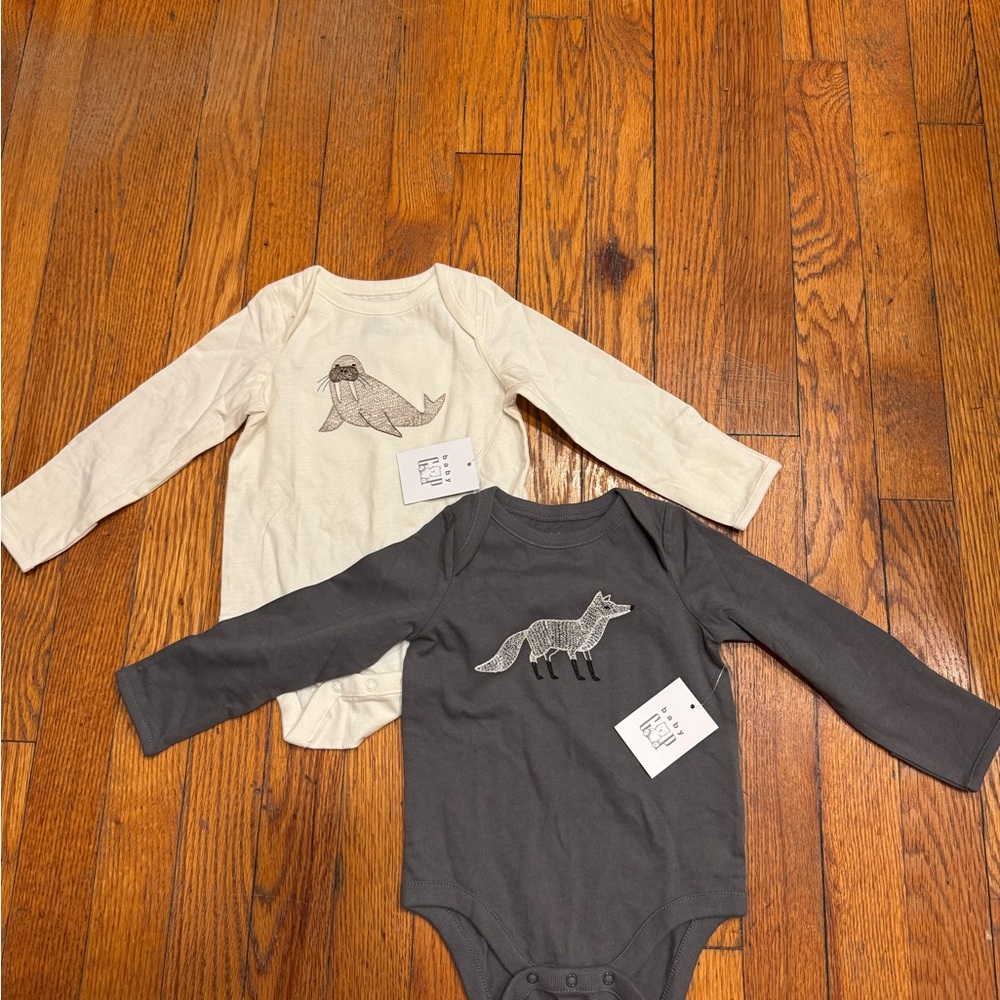GAP Long Sleeve Tees - Cream and Gray